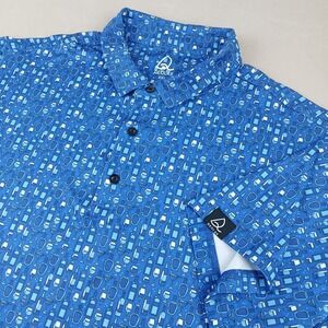 Deolax XXL Mens Polo Shirt Golf Geometric 26x30 Wine Alcohol